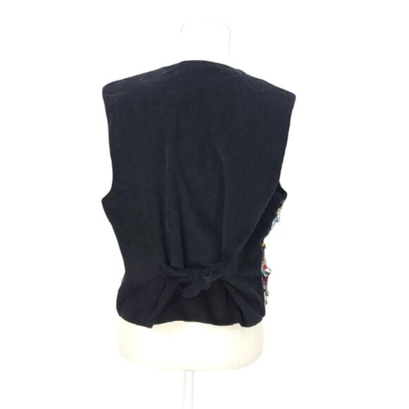 Vintage 70s Funky 90s One Of A Kind Corduroy Textured Knot Patchwork Tuxedo Vest - Picture 5 of 10